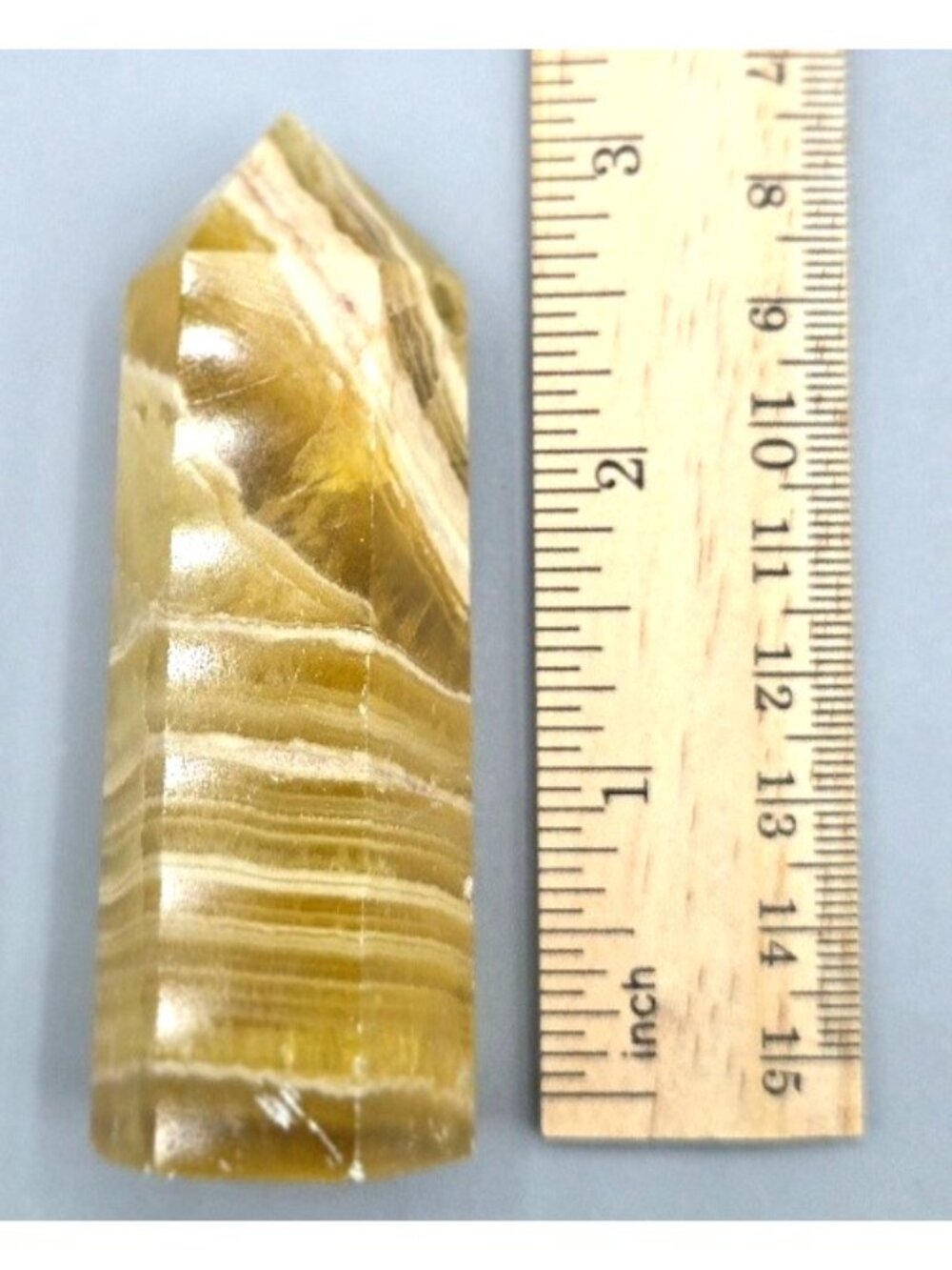 110 Grams Yellow Fluorite Tower Obelisk Crystal Point - Picture 2 of 4